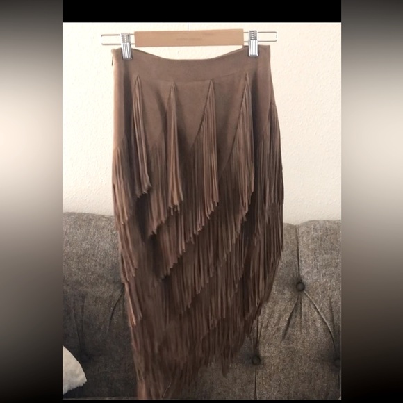 Intermix Suede Fringe Skirt- New With Tags!! - Picture 11 of 13